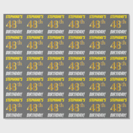 Papel De Presente Cinza, Ouro Falso/Imitação, "ANIVERSÁRIO DE 48 ANO