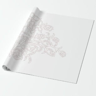 Papel De Presente Cinza Pálida, Leite Branco, design floral