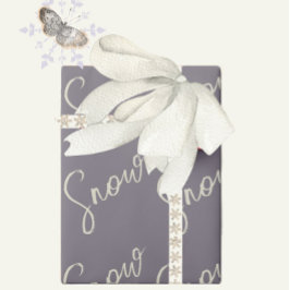 Papel De Presente Cinza púrpura dusky script da neve,elegante de nat
