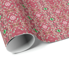 Papel De Presente Cinza Rosa e Verde Escuro
