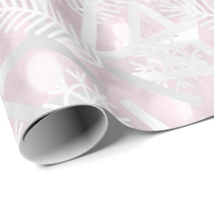 Papel De Presente Cinza rosa, reluzente Natal, Fenda de Neve, Alegri