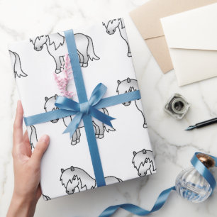 Papel De Presente Cinza Shetland Pony Cute Cartoon Pony Patterno