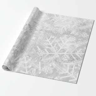Papel De Presente Cinza Silve Glitter Natal Foliday Snowflake Joia