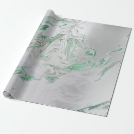Papel De Presente Cinza Verde Emerald Mint Marble Shiny Glam