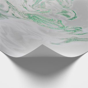 Papel De Presente Cinza Verde Emerald Mint Marble Shiny Glam