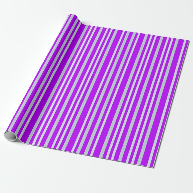 Papel De Presente Cinzas Cinzentas - Faixa Verde Sobre Roxo Bonito (Desenrolado)