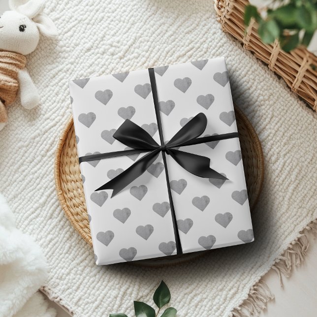 Papel De Presente Cinzas Concretas Simétricas em Branco (Criador carregado)