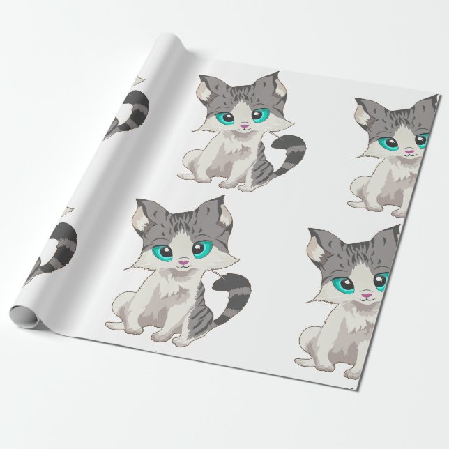 PAPEL DE PRESENTE CINZAS CUTAS E PEQUENAS PEQUENAS COZINHAS COM OLHO (Desenrolado)