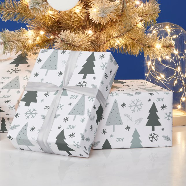 Papel De Presente Cinzas de Árvores de Natal Modernas (Feriados)