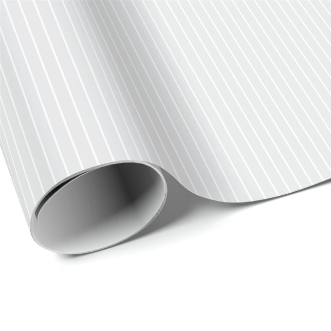 Papel De Presente Cinzas de luz clássicas e tiras brancas (Ponta do rolo)
