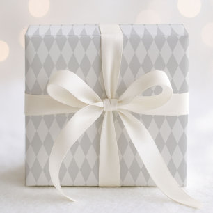 Papel De Presente Cinzas de Pastel e Padrão de Harlequin Branco