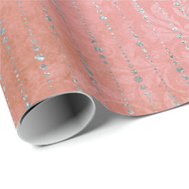 Papel De Presente Cinzas De Pêssego Coral Pontos De Fitas Metálicas