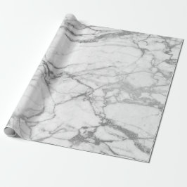 Papel De Presente Cinzas de prata White Carrara Marble Stone Mínimos