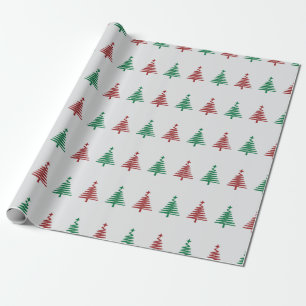 Papel De Presente Cinzas de presente de árvore de Natal Vermelha e V