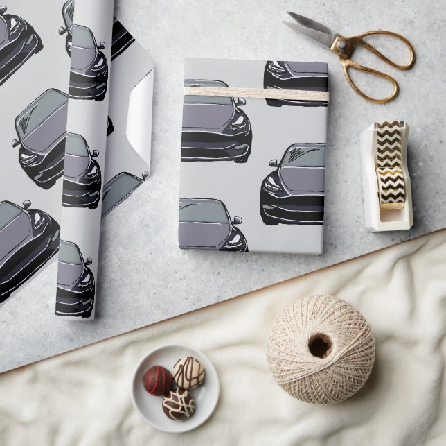 Papel De Presente Cinzas de veículos elétricos SUV de Cinza escuro (Artesanato)