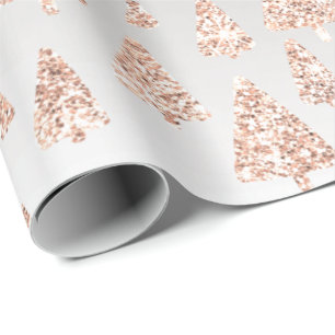 Papel De Presente Cinzas Dourados da árvore de Natal do brilho do p