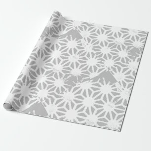 Papel De Presente Cinzas e padrão geométrico branco