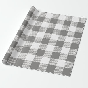 Papel De Presente Cinzas e Xadrez Branca de Buffalo