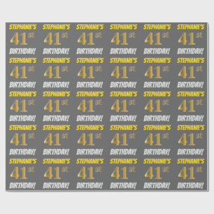 Papel De Presente Cinzas, falso/ouro de imitação, "41st ANIVERSÁR