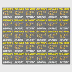 Papel De Presente Cinzas, falso/ouro de imitação, "62nd ANIVERSÁR