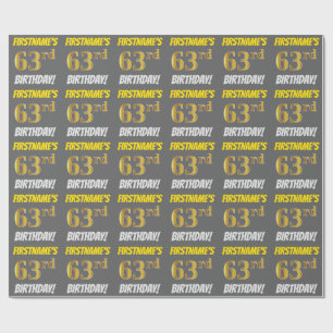 Papel De Presente Cinzas, falso/ouro de imitação, "63rd ANIVERSÁR