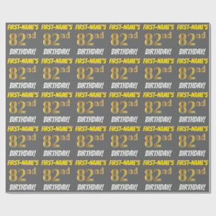 Papel De Presente Cinzas, falso/ouro de imitação, "82nd ANIVERSÁR