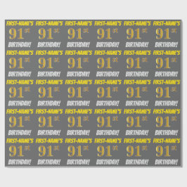 Papel De Presente Cinzas, Faux/Imitação Dourada, "91ruas ANIVERSÁRIO