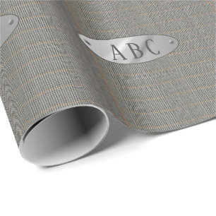Papel De Presente Cinzas Masculinas Erva Monogramada GiftWrap Mens