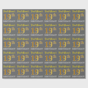 Papel De Presente Cinzas, olhar Dourado de imitação "19o ANIVERSÁ