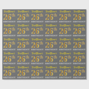 Papel De Presente Cinzas, olhar Dourado de imitação "26o ANIVERSÁ