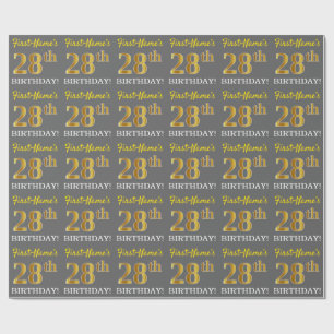 Papel De Presente Cinzas, olhar Dourado de imitação "28o ANIVERSÁ