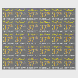 Papel De Presente Cinzas, olhar Dourado de imitação "37th