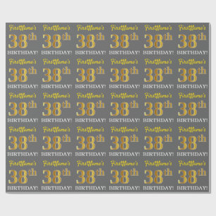 Papel De Presente Cinzas, olhar Dourado de imitação "38th