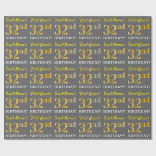 Papel De Presente Cinzas, olhar Dourado de imitação "3ò ANIVERSÁ