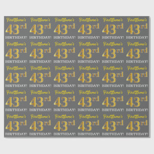 Papel De Presente Cinzas, olhar Dourado de imitação "43rd