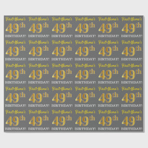 Papel De Presente Cinzas, olhar Dourado de imitação "49th
