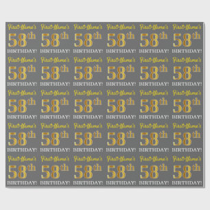 Papel De Presente Cinzas, olhar Dourado de imitação "58th