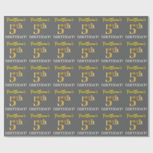 Papel De Presente Cinzas, olhar Dourado de imitação "5o ANIVERSÁR