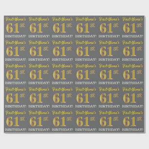 Papel De Presente Cinzas, olhar Dourado de imitação "61st