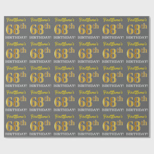 Papel De Presente Cinzas, olhar Dourado de imitação "68th