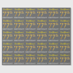 Papel De Presente Cinzas, olhar Dourado de imitação "77th
