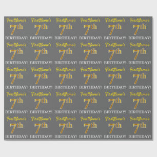 Papel De Presente Cinzas, olhar Dourado de imitação "7o ANIVERSÁR