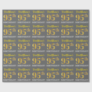 Papel De Presente Cinzas, olhar Dourado de imitação "95th