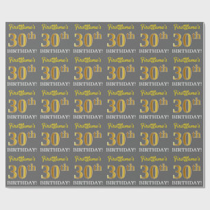 Papel De Presente Cinzas, olhar Dourado de imitação "aniversário 