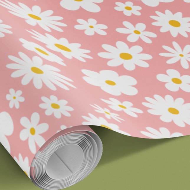 Papel De Presente Cinzas Planas Modernas Rosa Rosa Qualquer Ocasião (Criador carregado)