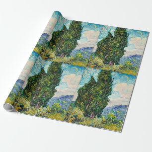 Papel De Presente Cipreestes de Vincent Van Gogh Arte Fina