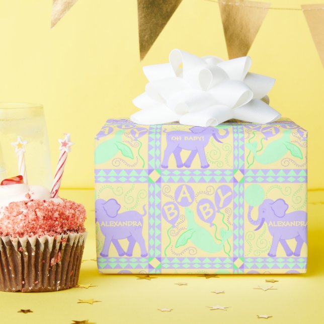 Papel De Presente Circo Cento | Padrão de Chá de fraldas Personaliza (Festa de aniversário)