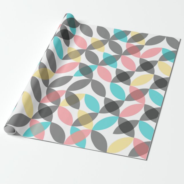 Papel De Presente Circular geométrica colorida, moderna e alegre (Desenrolado)