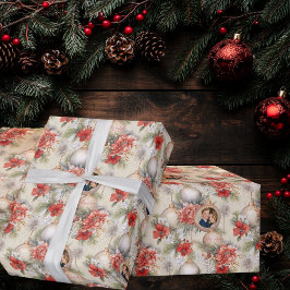 Papel De Presente Círculo Clássico Nossa Primeira Foto De Natal Casa