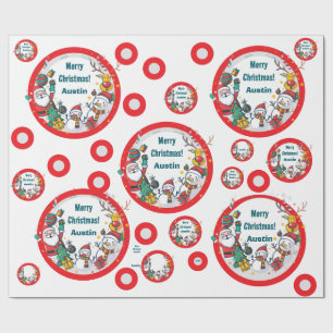Papel De Presente Círculo de Natal de Símbolos Favoritos de Feriado
